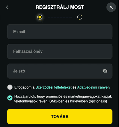 Regisztráció 1Bet casino